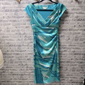 London times turquoise silky feel dress sz 6